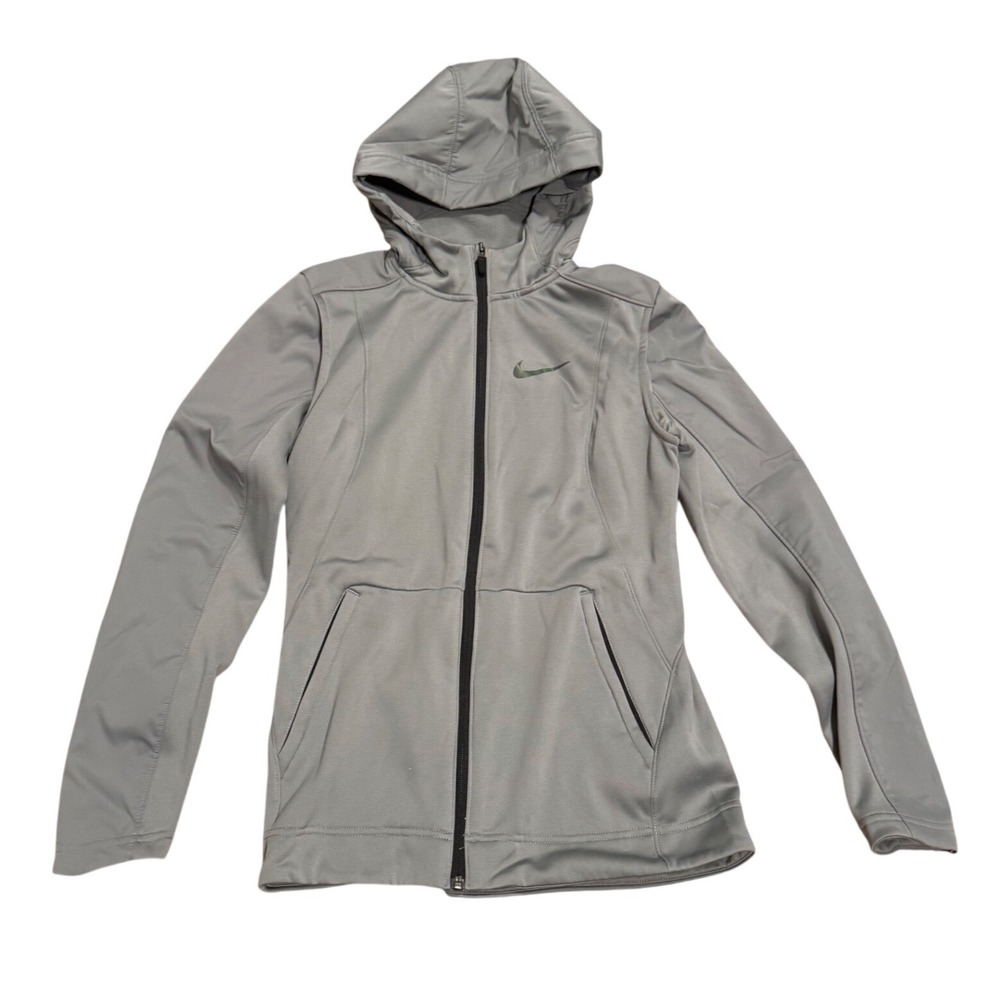 Nike Womens Dri-FIT Gray Full Zip Hoodie Athletic Training Jacket Size‎ Small